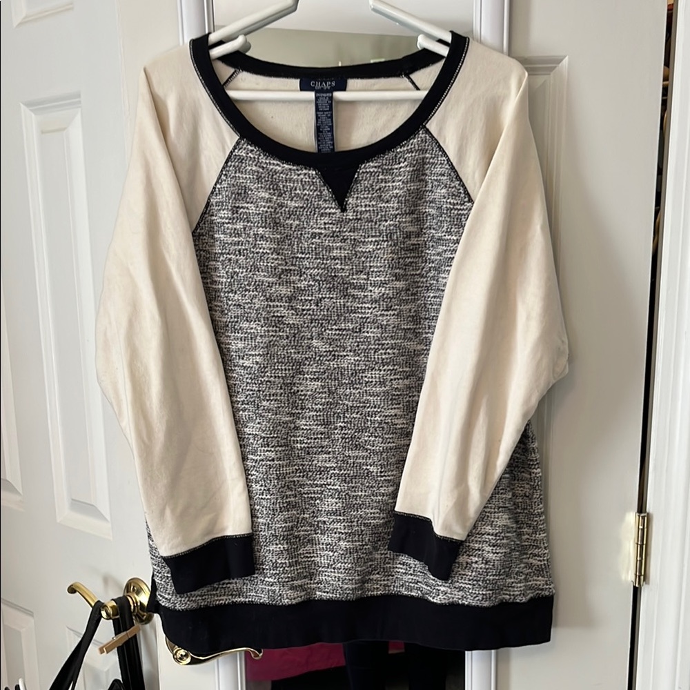 Chaps Black and Cream Women's Sweater